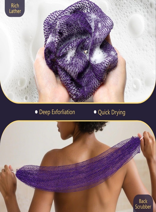 KINGMAS African Net Sponge, Authentic Nylon with Knots, 2 Pieces Exfoliating Body Scrubber Bath Sponge, Back Scrubber Washcloth for Shower, Body Care Bathing (Purple & Pink) - Image 5